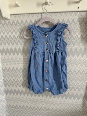 GAP Blue Ruffle-Trim Button Front Romper